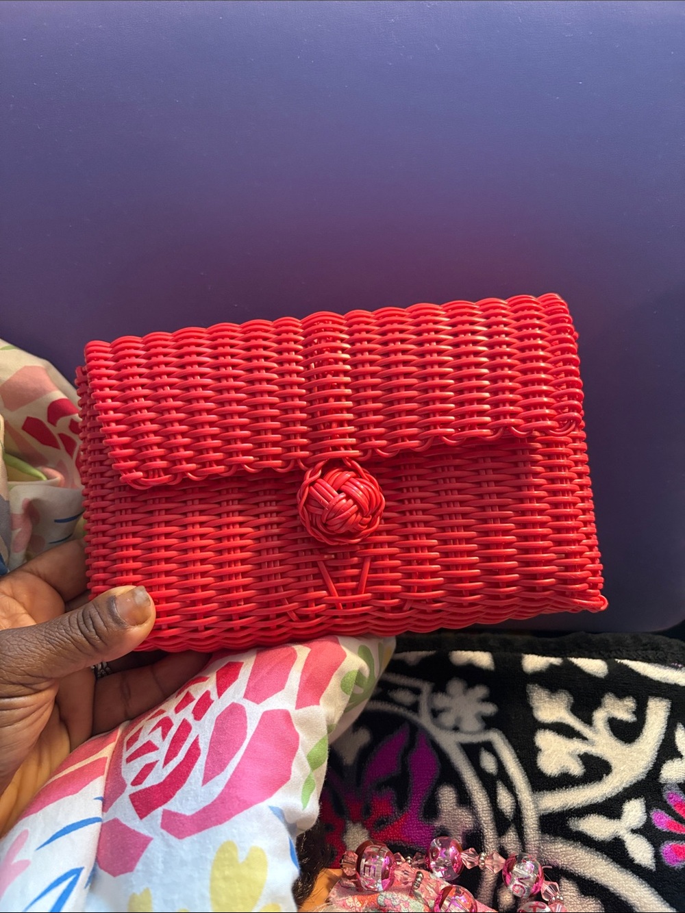 Orange Woven Clutch Bag - Stylish Women's Evening Bag